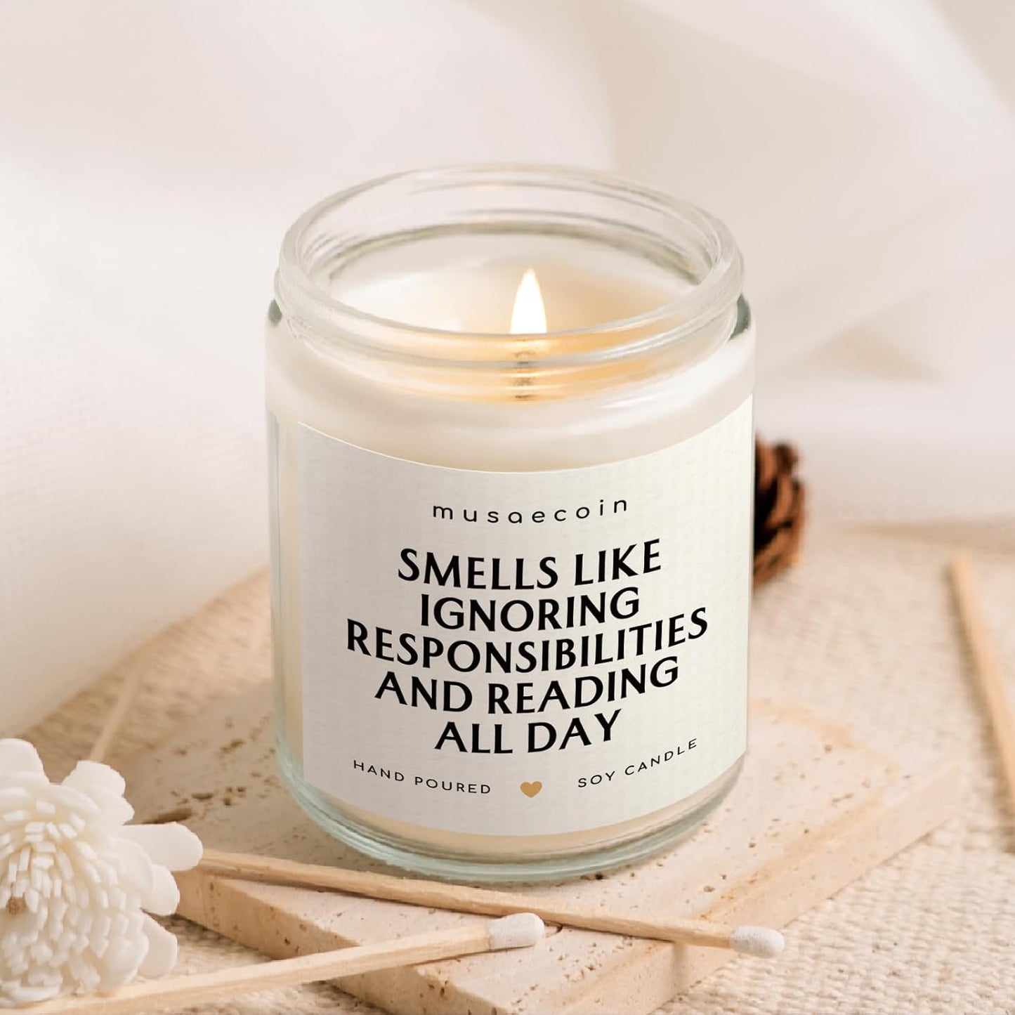 Book Lovers Gifts, Funny Gifts for Book Lovers, Birthday Bookish Presents for Readers Librarian Bookworm - Handmade Lavender Candle 7oz