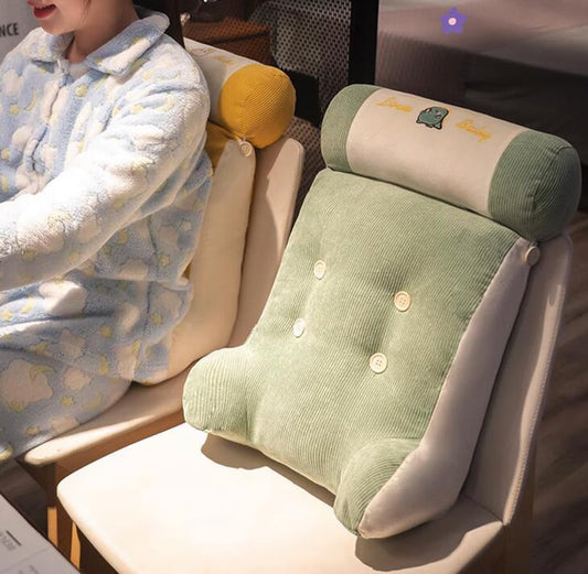 Office Chair Lumbar Pillow Bed Headboard Backrest Lumbar Support Pillow Soft Reading Back Cushion with Small Bolster (Cute Dinosaur, 55×40CM/21.65"×15.7")