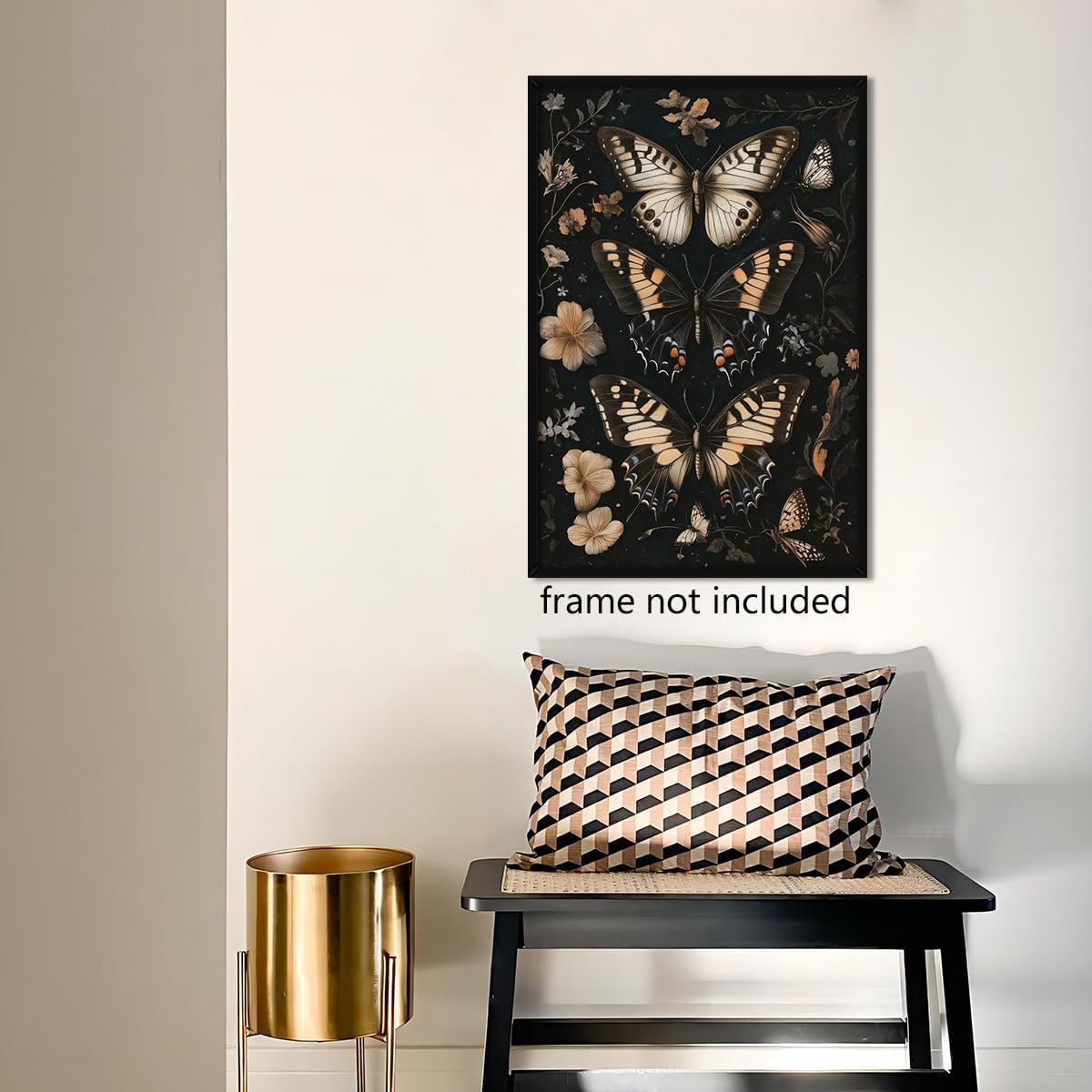 Butterfly Floral Canvas Wall Art, Moody Moth Poster for Room Aesthetic, Dark Academia Butterflies Wall Art, Gothic Rustic Botanical Flowers Picture, Maximalist Goth Art Print 8x12in Unframed