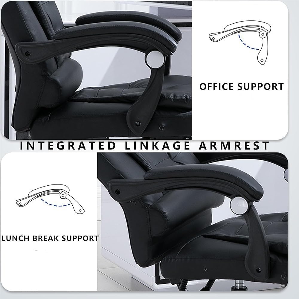 Ergonomic Gaming Office Chair Reclining with Steel Base Modern Executive Adjustable Height Computer Desk Chairs for Meeting Room Lunch Break Reading(White)