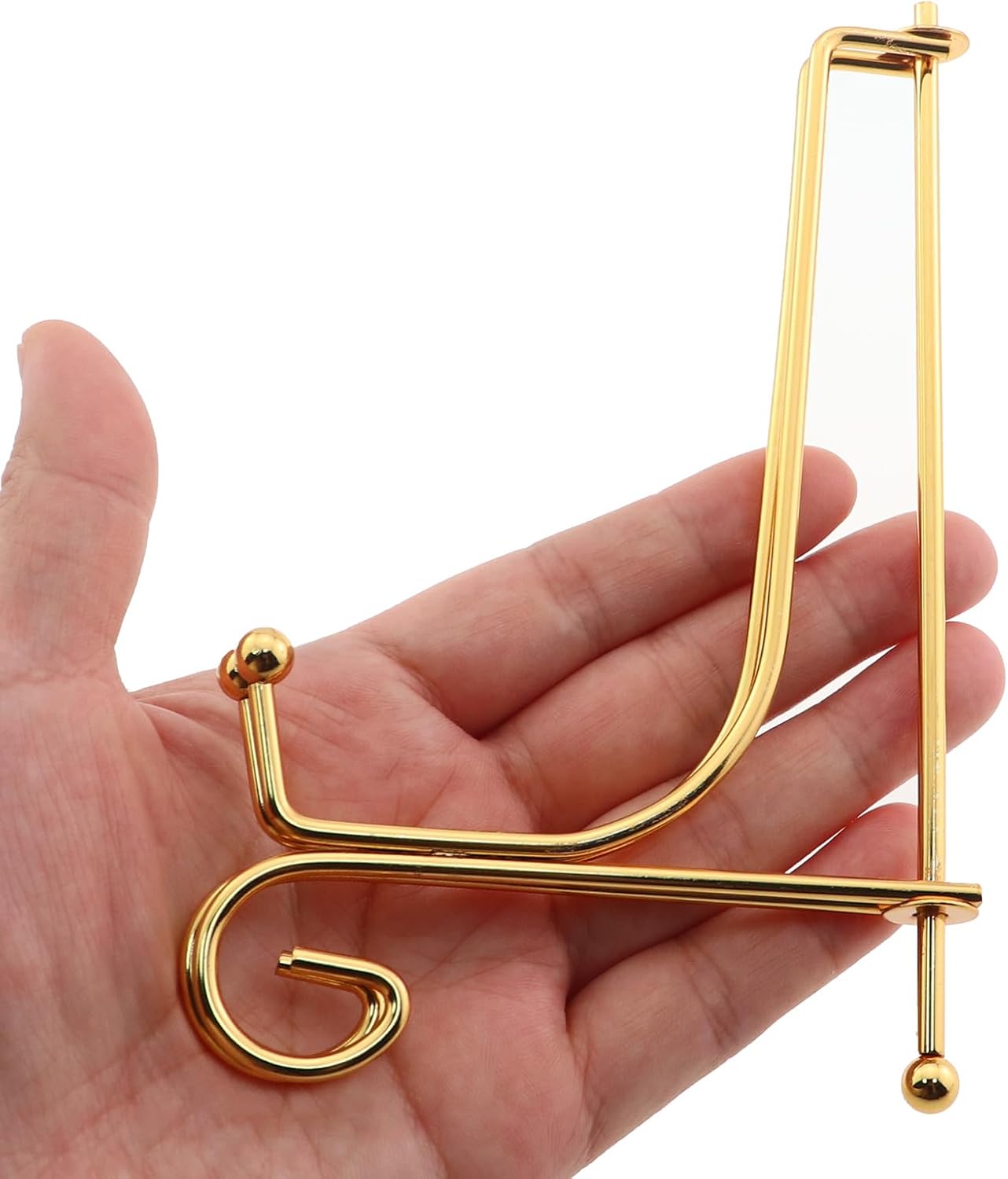 2PCS Foldable Triangle Stand Iron Stand Metal Ornament Stand Tea Cake Photo Frame Plate Display Stand Gold 6inch Easel Display Stand Book Photo Frame Decorative Plate Shelf Display Stand