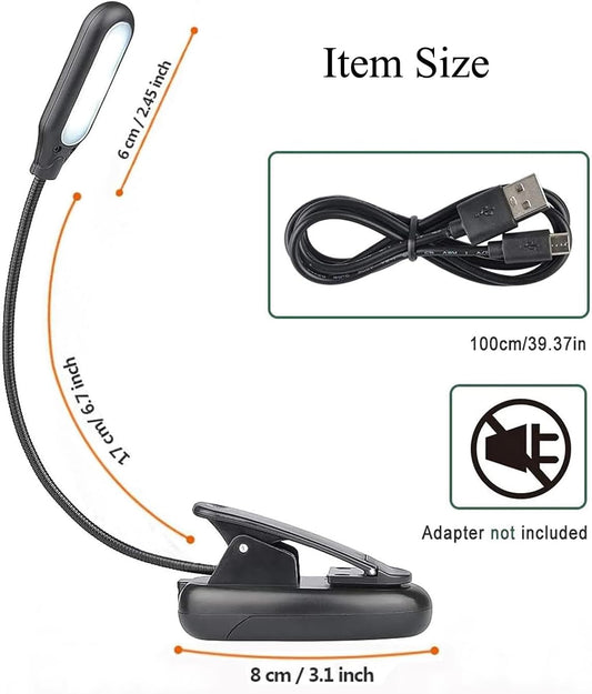 Reading Lights with 5 LED, Book Light Clip-on with 3 Changeable Color, Desk Bed Light Battery & USB Operated, for Kids, Bookworms & Students