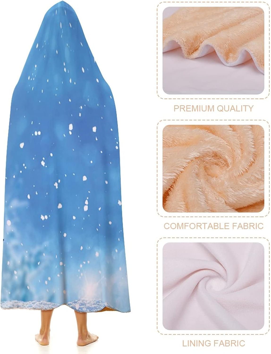 Throw Blankets, Winter Women Men Hooded Blanket, Artistic Rendition of Snowy Season of Year Fro Pine, Soft Warm Cozy, 40 x 50inches, Studying Reading Snuggling Napping Office, Multicolor