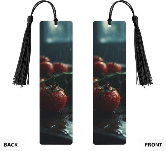 Water The Tomatoes Bookmarks Gifts for Women Men, Wooden Bookmarks for Book Lovers, Vintage Book Marks Ornaments with Tassel, Unique Personalized Reading Page Markers Black