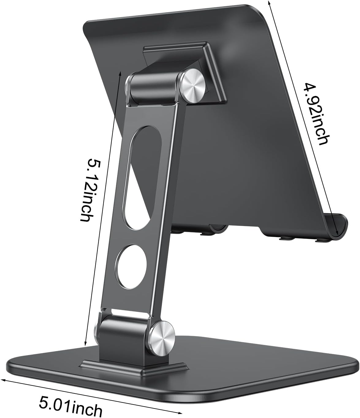 OMOTON Upgraded Adjustable Tablet Stand Holder, Heavy Duty Foldable Portable Monitor Stand, Travel Essentials for iPad Pro/Air/Mini, Surface Pro, 4.7''-15.6', Black