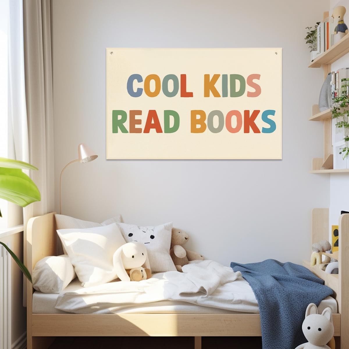 Playroom Decor Cool Kids Read Books Banner Boho Nursery Bedroom Decor 22x33In Canvas Flag Banner Wall Hanging Banners Flag Decor for Toddler Boy Kids Room Nursery Playroom