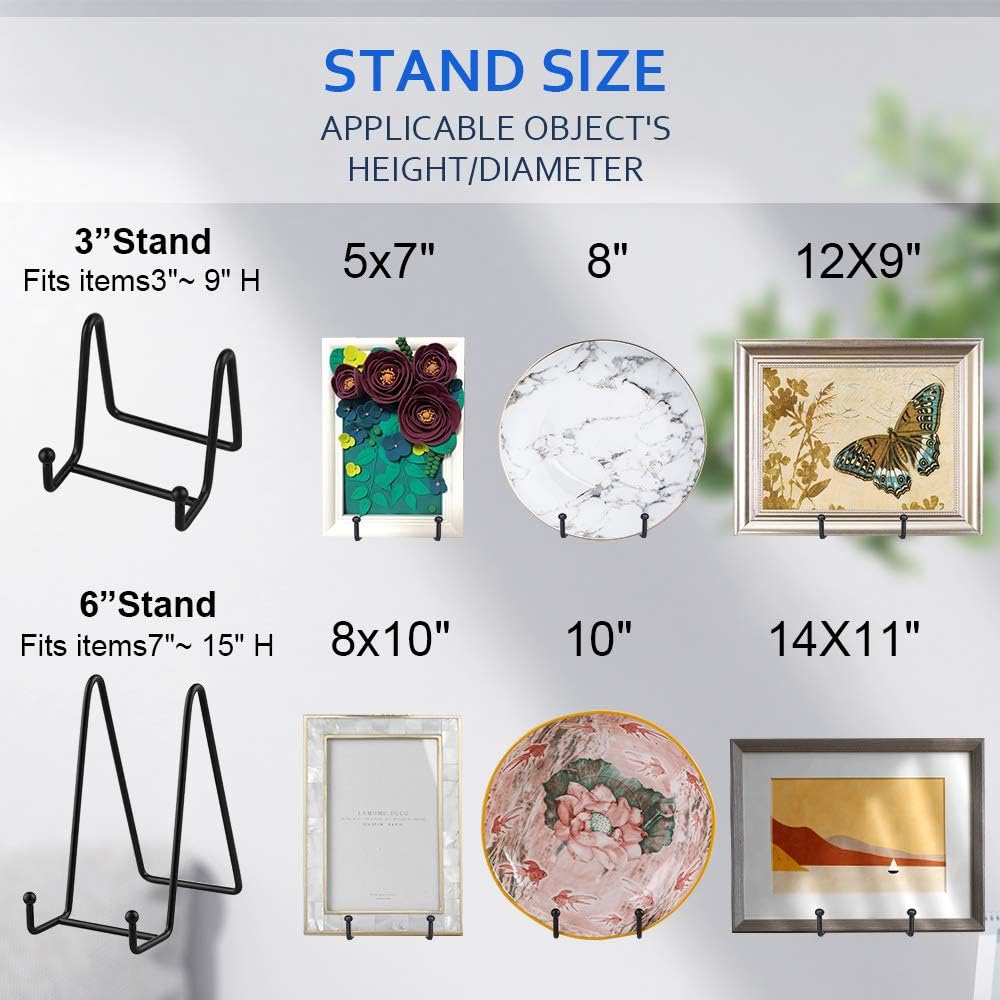 Artliving Plate Stands for Display - Iron Easel Stand Plate Holder Display Stand Picture Frame Stand for Pictures | Photo|Decorative Plate |Dish | Tabletop Art - 3 inch-Black