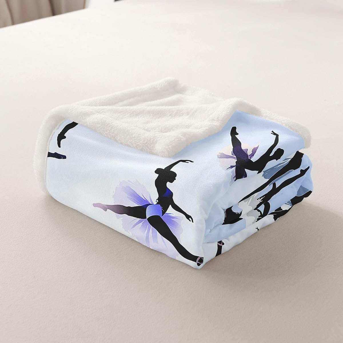 Erosebridal Girl Sherpa Blanket Ballet Flannel Blanket Dancing Theme Throw Blanket Trippy Bed Blanket for Bedroom Decorative Soft Plush, Classical Graceful Style Room Decoration Throw