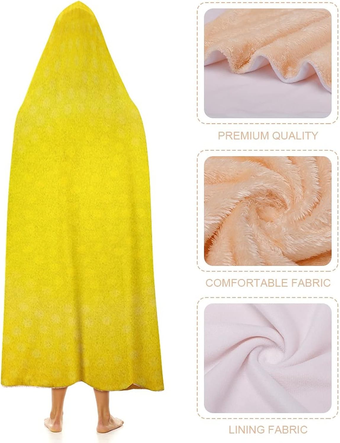Throw Blankets, Ombre Women Men Hooded Blanket, Circle Shades Yellow Dots, Soft Warm Cozy, 60 x 80inches, Studying Reading Snuggling Napping Office, White Yellow and Merigold