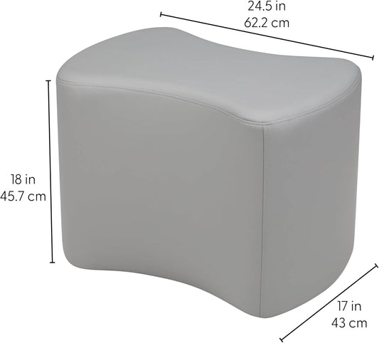 FDP Pro Series Bowtie Accent Ottoman (18" Height) Hand Upholstered Commercial Furniture for Hotel Lobby, Office, Restaurant, Home Collaborative and Configurable Seating - Sky Blue Crosshatch