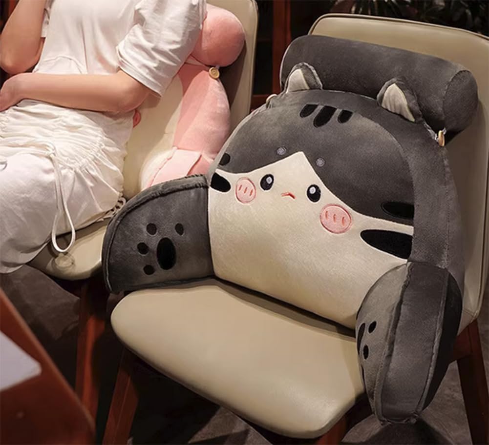 Tingting's Dream Cute Sofa Lumbar Back Cushion Office Chair Lumbar Support Pillow Bed Rest Reading Pillows Soft Cartoon Waist Cushions (Pink, 65×40CM/25.59"×15.7")