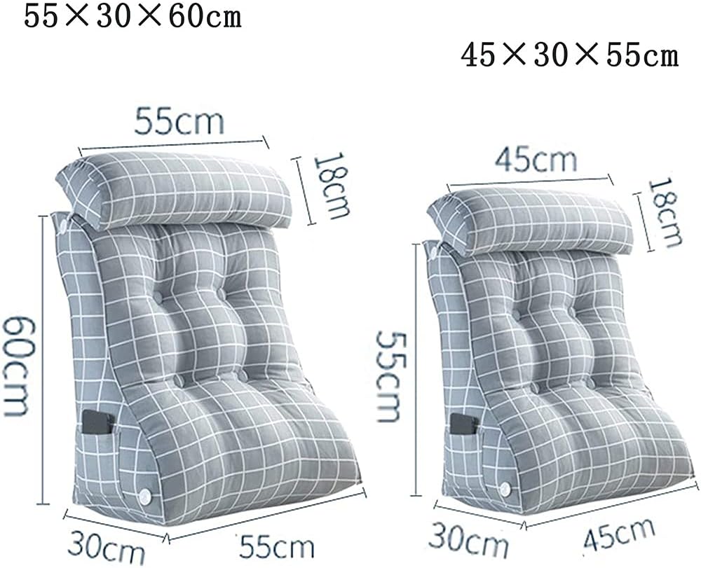 Double Bedside Triangular Wedge Pillow Positioning Support Reading Backrest Cushion for Day Bed Bunk Bed Wedge Headboard Pillow with Removable (Light Purple 55cm with Pillow)