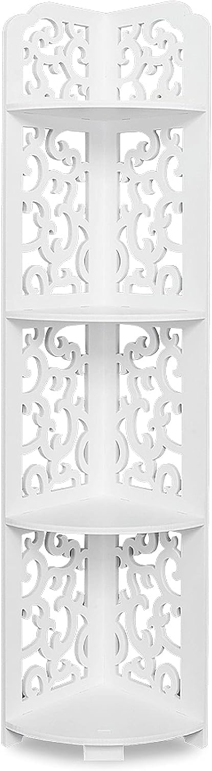 4 Tier Corner Shelf, Corner Ladder Shelf for Living Room, Free Standing Corner Shower Rack for Bathroom, Multipurpose Bathroom Corner Shelves Unit for Small Spaces (Baroque)