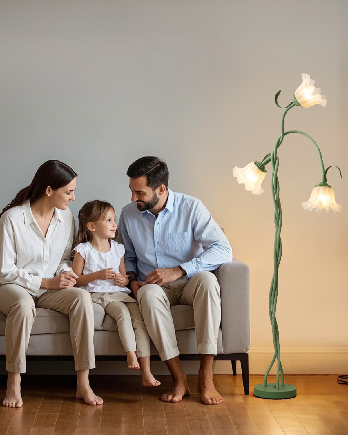 Flower Standing Lamp for Living Room, LED Floor Lamp with Flexible Neck,3 Color Temperatures Adjustable Vintage Tall Lamp for Home Living Room Corner (Green)