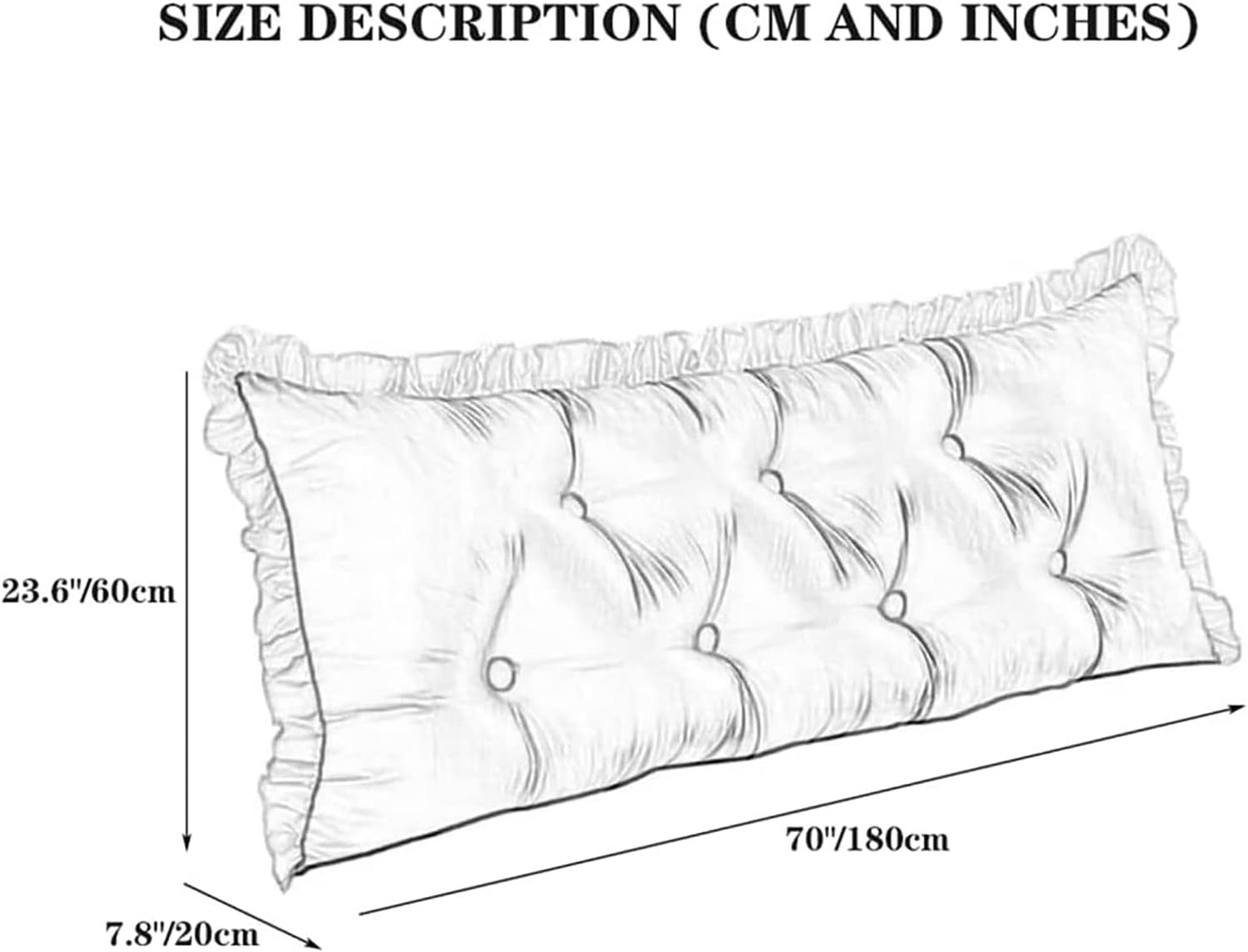 Solid Color Headboard Pillow,Cushion Reading Pillow Large Bolster Positioning Support Wedge Pillow Removable Cover(Size:180x20x60cm(70x7.8x23.6),Color:D)