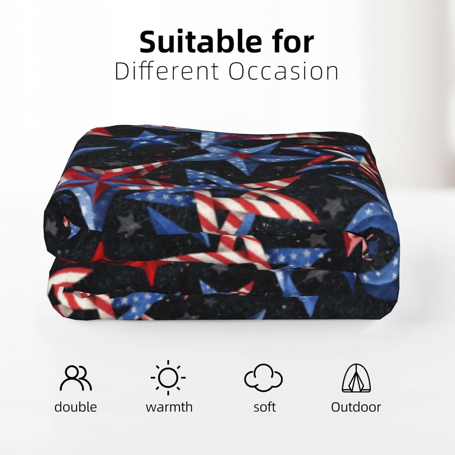 American Patriotic Fuzzy Throw Blanket for Women Men Girls Boys Soft Cozy Fleece Blankets for Bedroom Living Rooms Sofa Couch 60"x50"