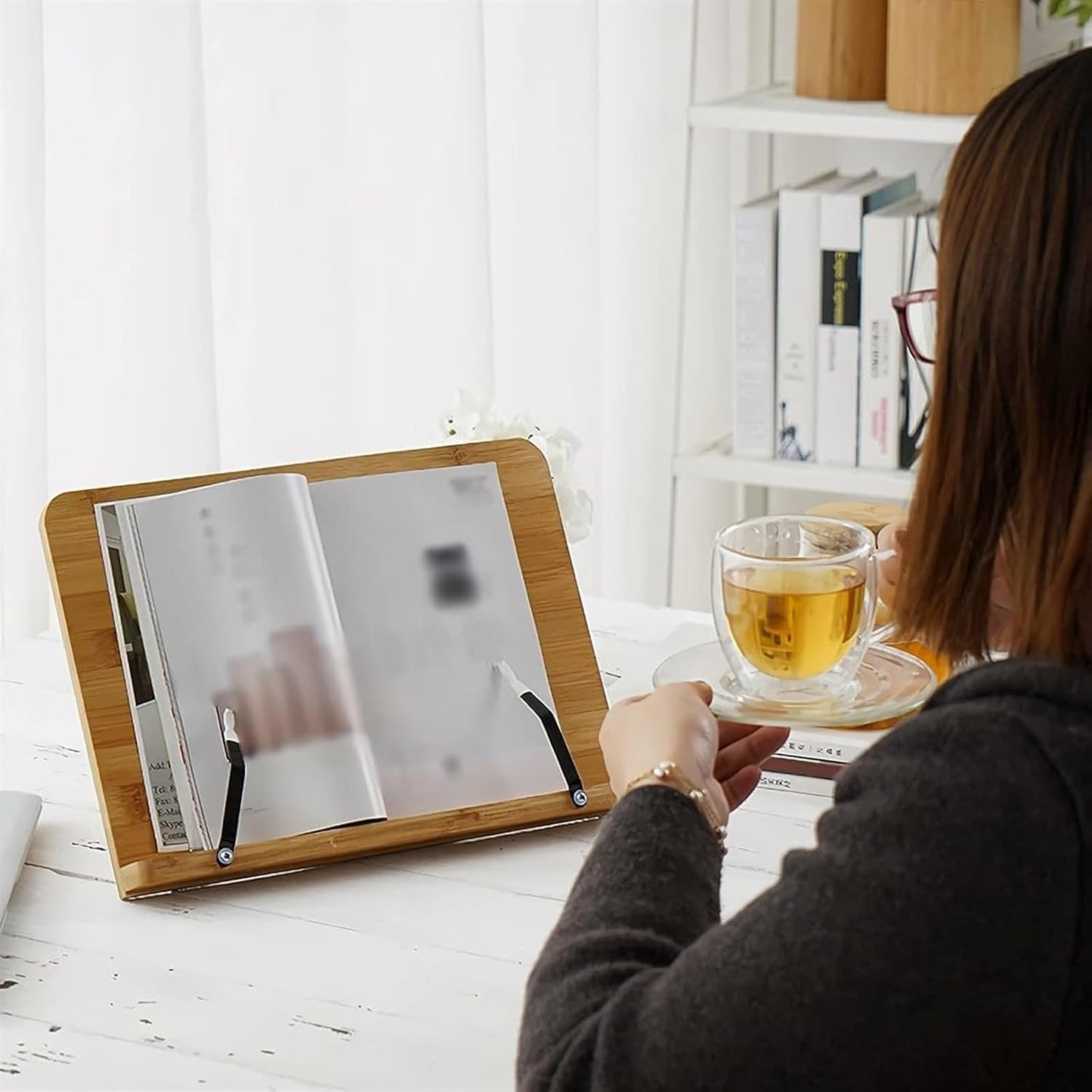 Book Stand for Reading Foldable Book Stand Reading Stand Book Holder for Bed Cookbook Stand Tablet Laptop Textbook Document Desk Book Holders Portable Cookbook Holder