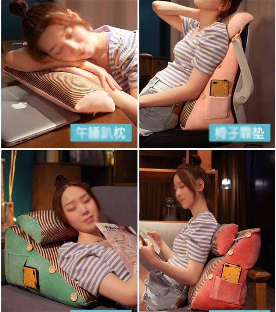 Pillow Bed Cushion Back Bedroom Triangle Removable and Washable(E)