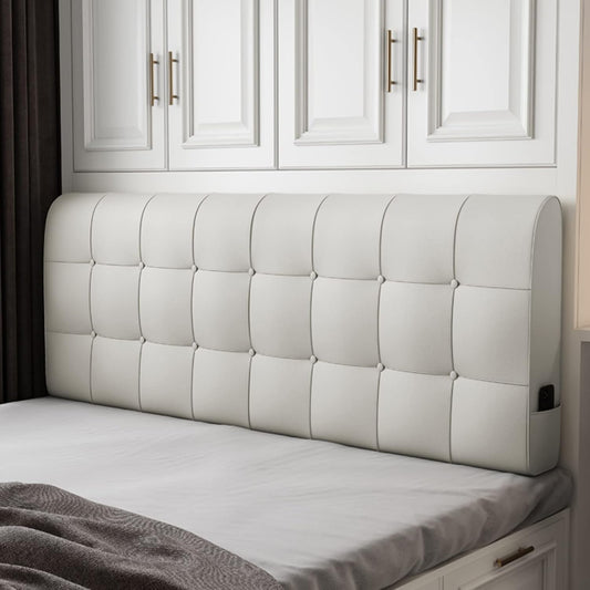 Headboard Bed Backrest Cushion PU Reading Pillow Removable Large Lumbar Support Pad for Home Decoration Sofa Bed Customizable (Color : Milky Size : 200X60X6CM) (Milky 180X60X6CM)