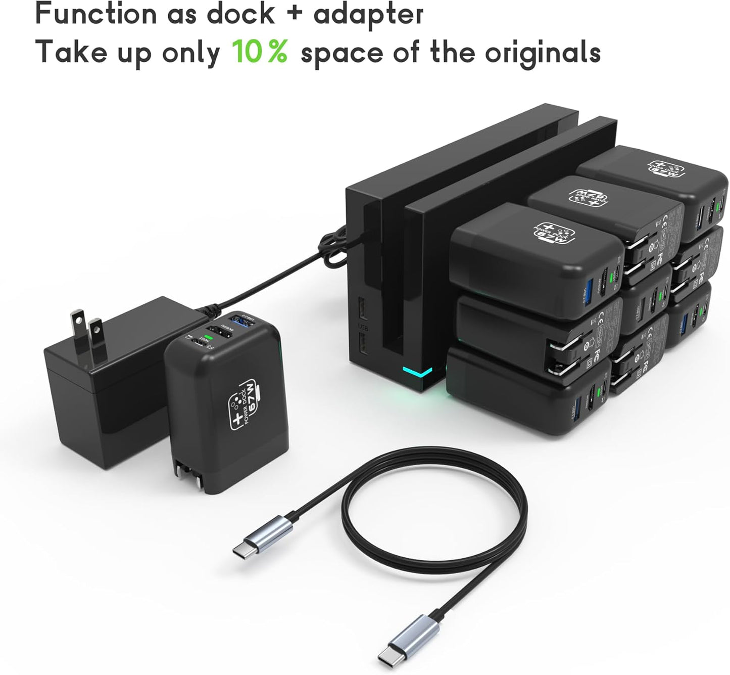 Mirabox 67W Portable Switch Dock Charger for Nintendo Switch, Compatible with OLED/Steam Deck/ROG Ally/Samsung Dex/iPad/MacBook, 4K 60Hz USB C TV Docking Station, with Charging and HDMI Output
