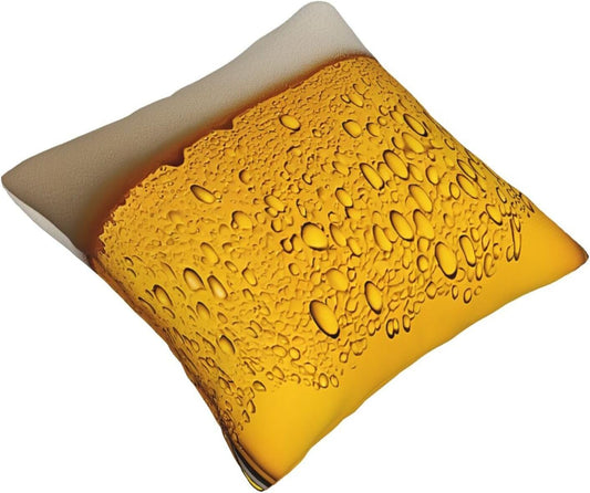 All-Season Square Pillow Covers 18"X18", Beer Wallpaper, Decorative Throw Pillow Covers for Sofa Bed Couch, Hidden Zipper Cushion Cover, Square Lumbar & Accent Pillowcases for Home Decor
