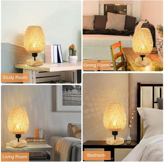 DINGLILIGHTING DLLT Small Desk Lamp Table Lamps Decorative Vintage Wooden Table Lamp with Shade, Rustic Table Night Light with Anti-Slip Pad for Bedroom, Study Room, Cafe, Bookcase, E26 Blub Included