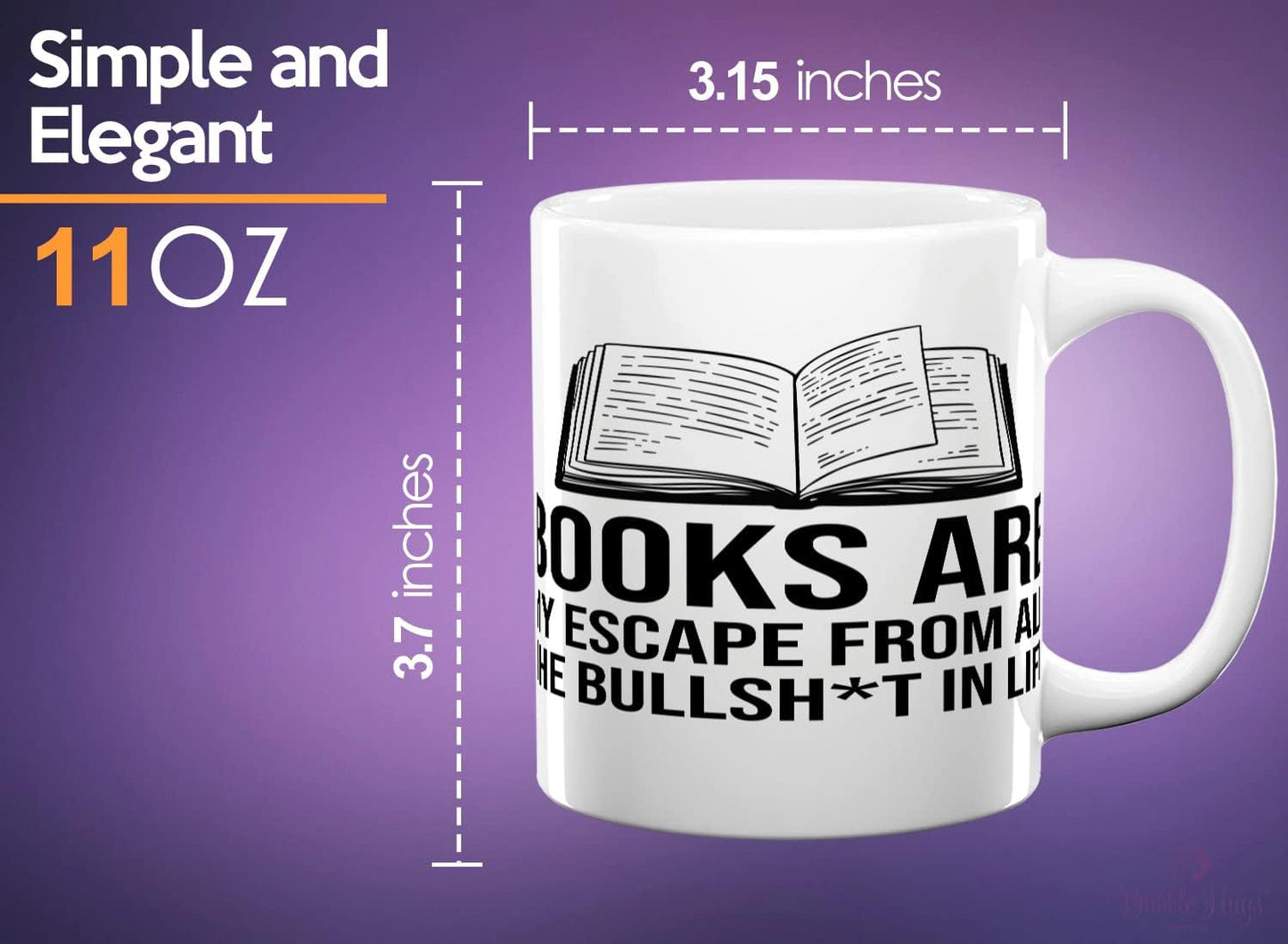 Book Lovers Coffee Mug 11oz White -Books are my escape - Gift For Poets Bookish People Bibliophile Librarian Book Club Reader