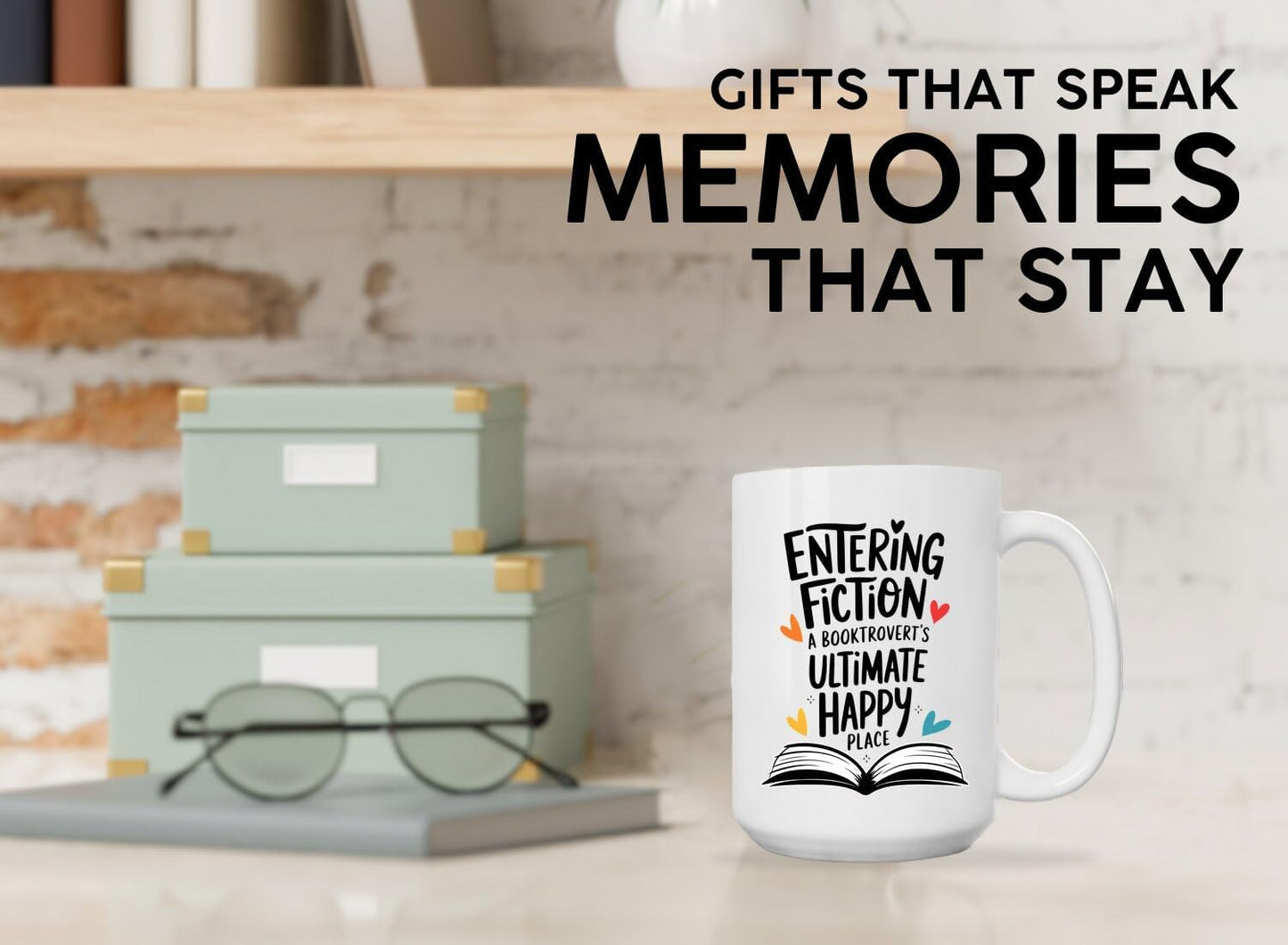 Book Lovers Coffee Mug 15oz White -Fiction Place - Gift for Book Club Bookworm Bookish Reading Nerdy Avid Readers Women