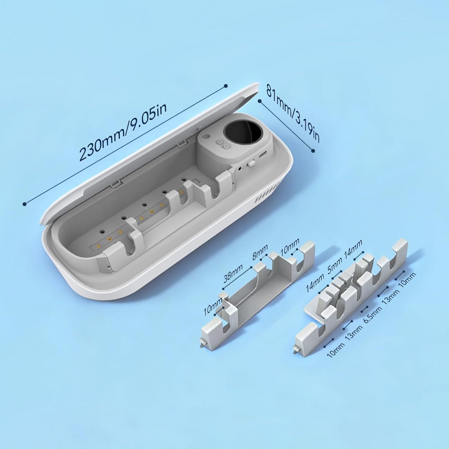 Takoo Toothbrush Cleaner, 4 Slots Wall Mounted Toothbrush Holder for Bathroom, Smart Hot Air Drying Technology, Rechargeable Smart Home Gadget
