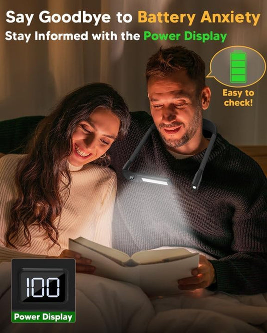 Reading Light Mothers Day Gifts: Upgraded Neck Light with Power Display & Timer, 80Hrs Rechargeable Book Lights for Reading at Night, Mothers Day Gifts for Mom Wife Nana, Knitting Crochet Accessories