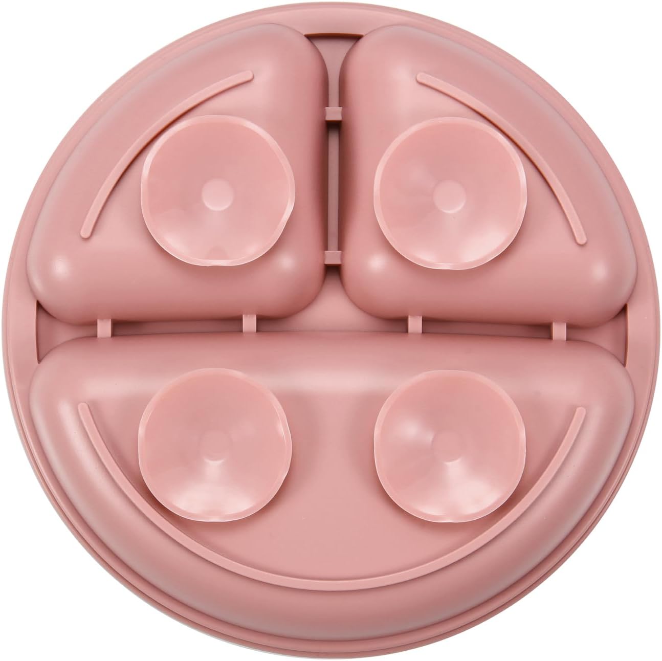 PandaEar 3 Pack Toddler Plates, Silicone Divided Suction Plate for Babies, BPA-Free 100% Food-Grade Silicone Unbreakable Baby Plate (Pink/Linen/Light Pink)