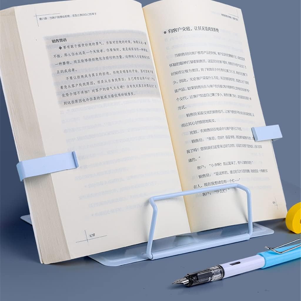 Desk Book Stand,Metal Reading Rest, Adjustable Cookbook Documents Holder Portable Bookstands for Books(OneColor)