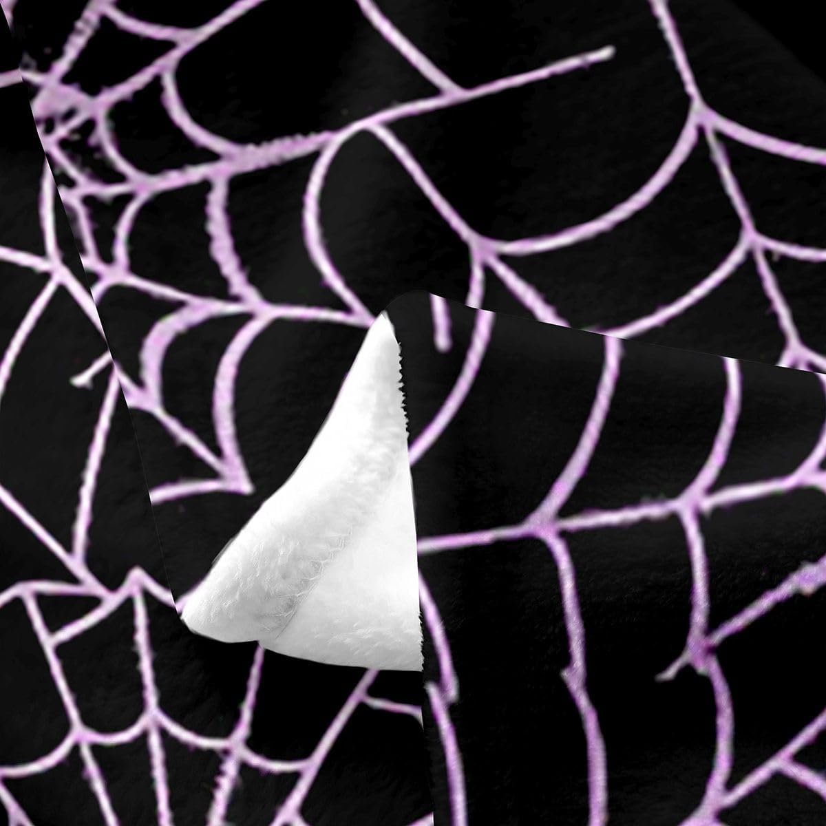 Spider Web Queen Inch Halloween Throw Fleece Blanket Geometric Stripes Lines Fuzzy for Adults, Purple Ombre Microfiber Bedroom Decor, Black White