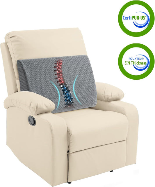 Extra Large Lumbar Support Pillow for Recliner, 20"x14"x5.5" Back Support Cushions with Back Strap, 100% Foam High Supportive, Durable, Grey