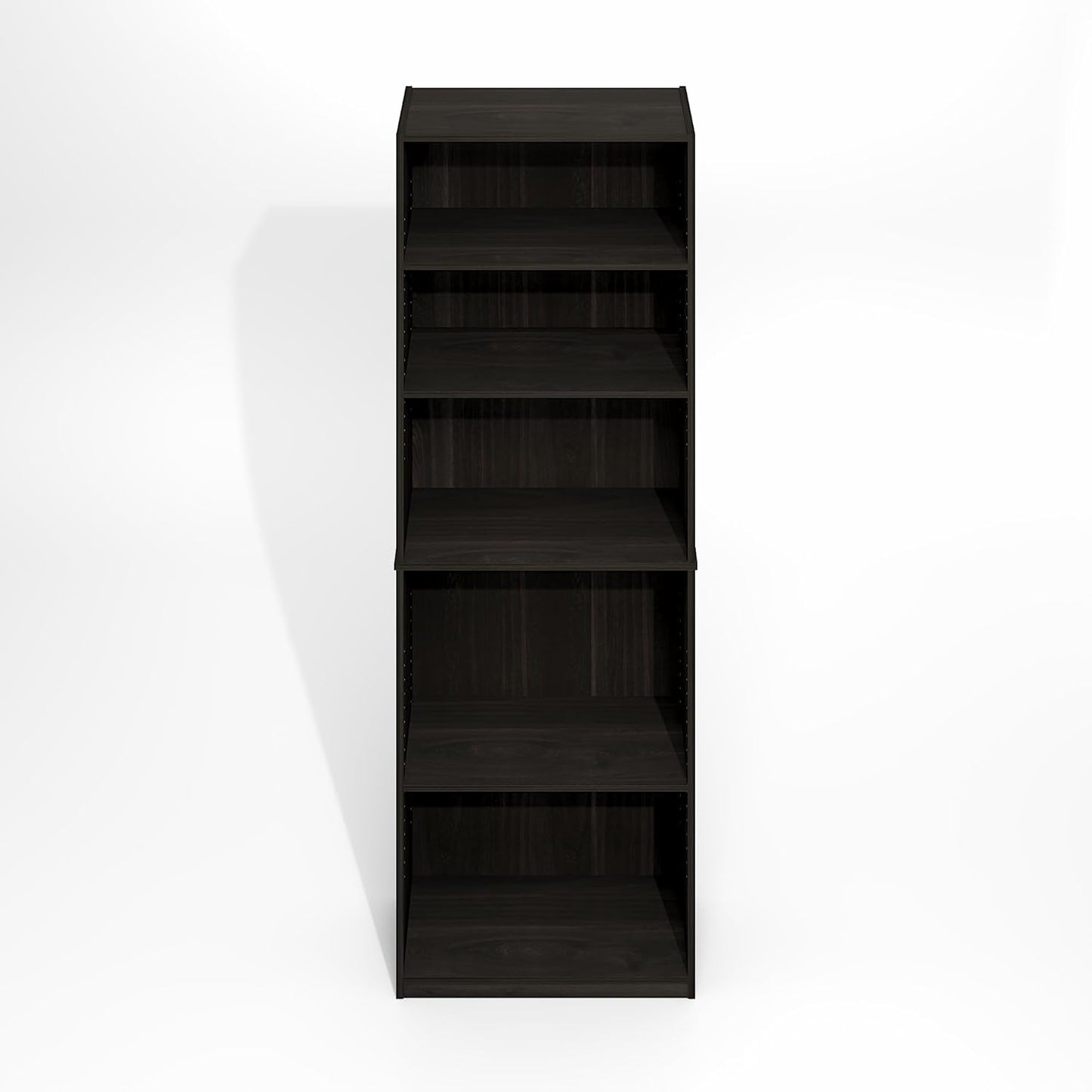 Furinno Jaya Simply Book Shelf, 5-Tier Bookshelf, Bookcase with Adjustable Shelves, 9.5 x 24.5 x 71.2, for Living Room, Bedroom, Home Office, Black Espresso