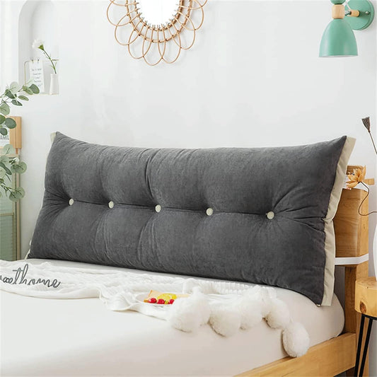 Large Wedge Pillow Headboard Backrest Soft Reading Cushion for Lumbar Pad Sofa Pillow Cushion(Size:31.5"/80cm,Color:Grey)