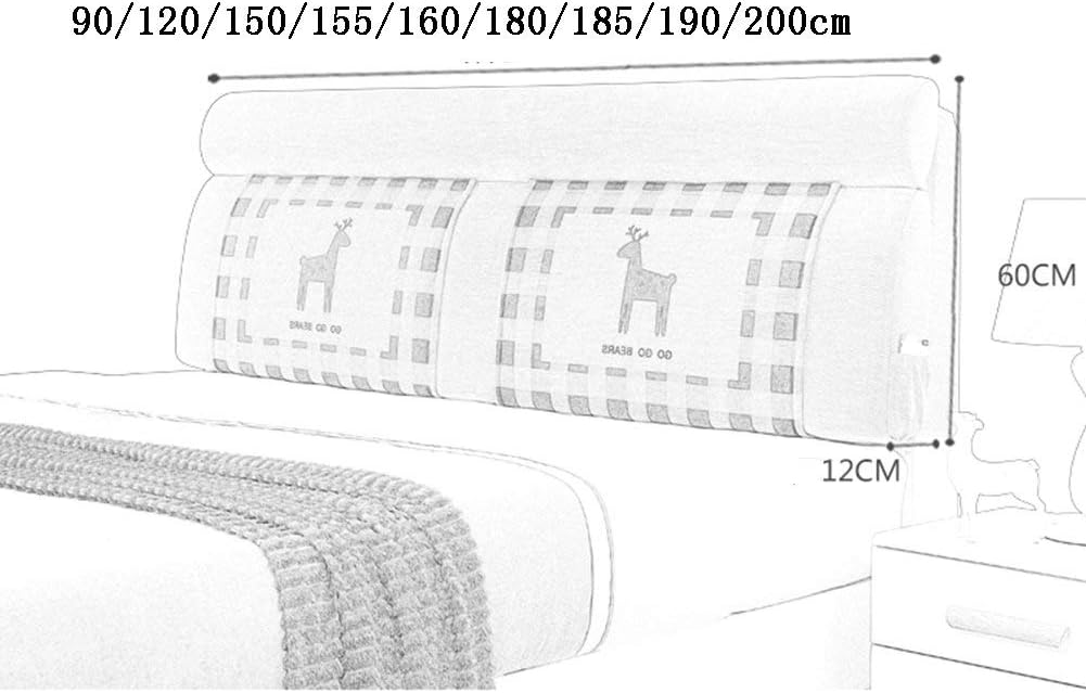 Headboard Bedside Cushion Pads Large Back Soft Case Multifunction Neck Guard Washable, 3 Colors, 9 Sizes (Color : 2#, Size : with headboard-120cm)