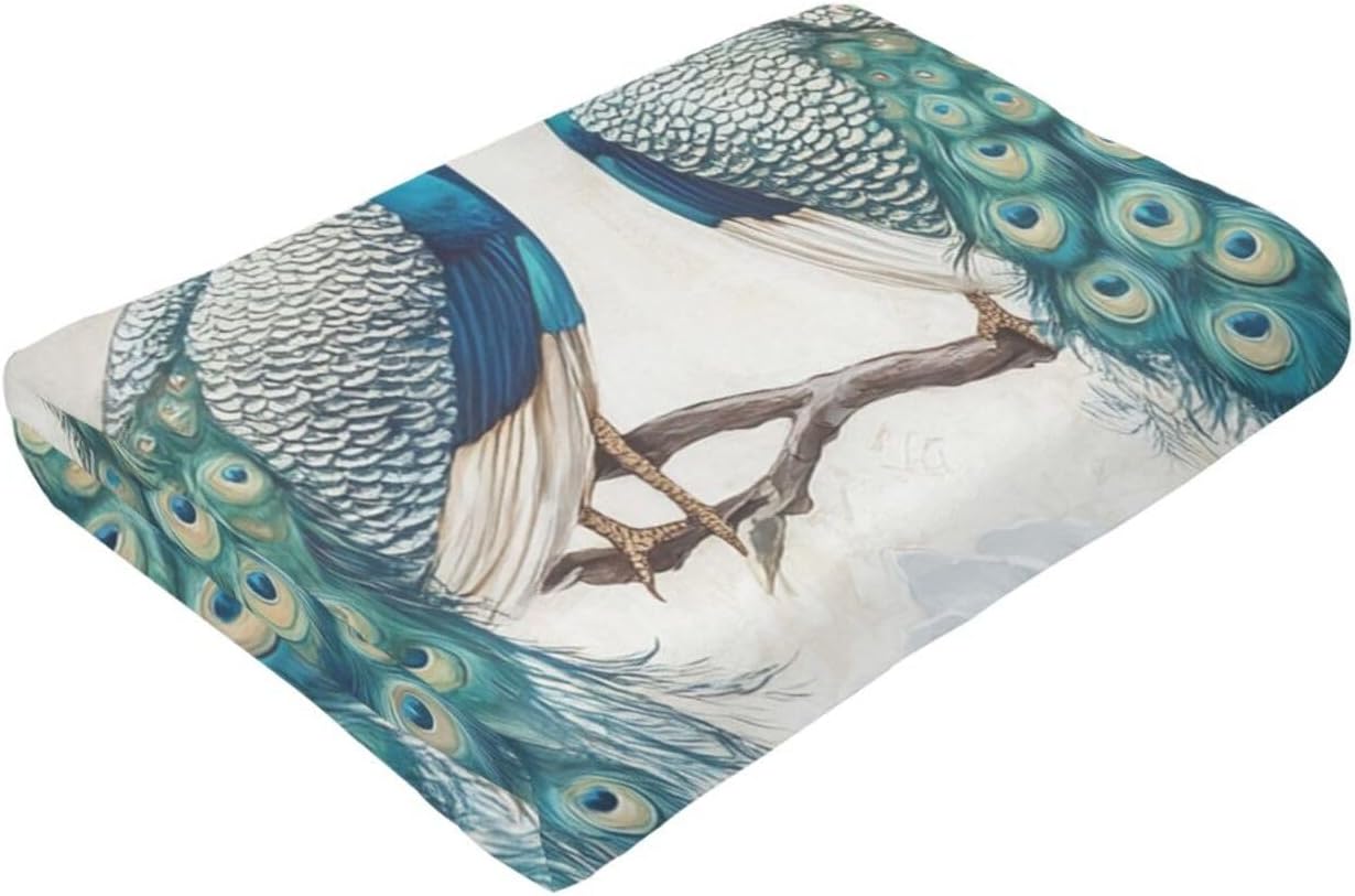Peacock Blanket Peacock Fleece Throw Blanket Super Soft Warm Cozy Fuzzy Plush Blanket Gifts for Girls Boys Kids Room Decor 40"X50"