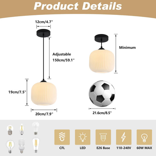 KCO Lighting Frosted White Glass Pendant Light Black Farmhouse Kitchen Light Fixtures Ceiling Hanging Over Table Mid Century Modern Globe Pendant Light Single Hanging Light Fixture