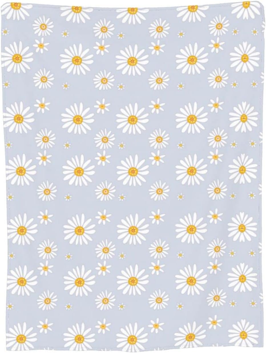 Little Daisy Flowers Fleece Throw Blanket Ultra Soft Cozy Decorative Flannel Blanket for Home Bed Couch Chair Travel 80x60in