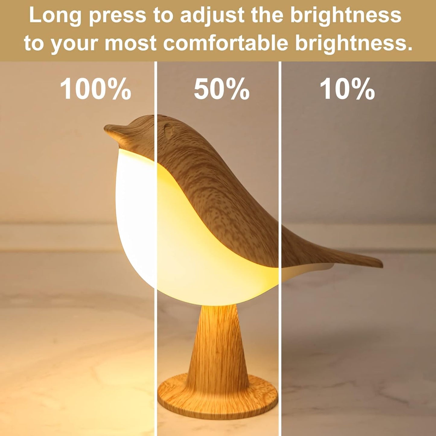 Small Bird Table Lamp, Cordless Bedside Lamps, Battery Operated Lamp with 3 Color Temperatures, Dimmable Bird Night Light, Touch Lamps for Nightstand, Rechargeable Outdoor Lights for Patio