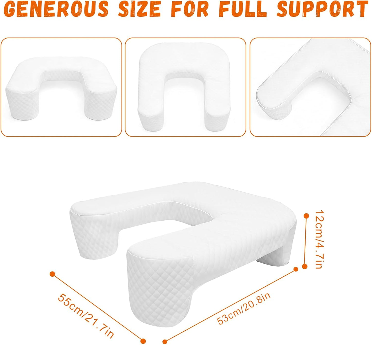Side Sleeper Pillow with Arm Hole, Ergonomic Memory Foam Arm Pillow for Shoulder Comfort, Side Sleeping Support for Neck and Back, Removable Washable Cover, for Side and Back Sleepers