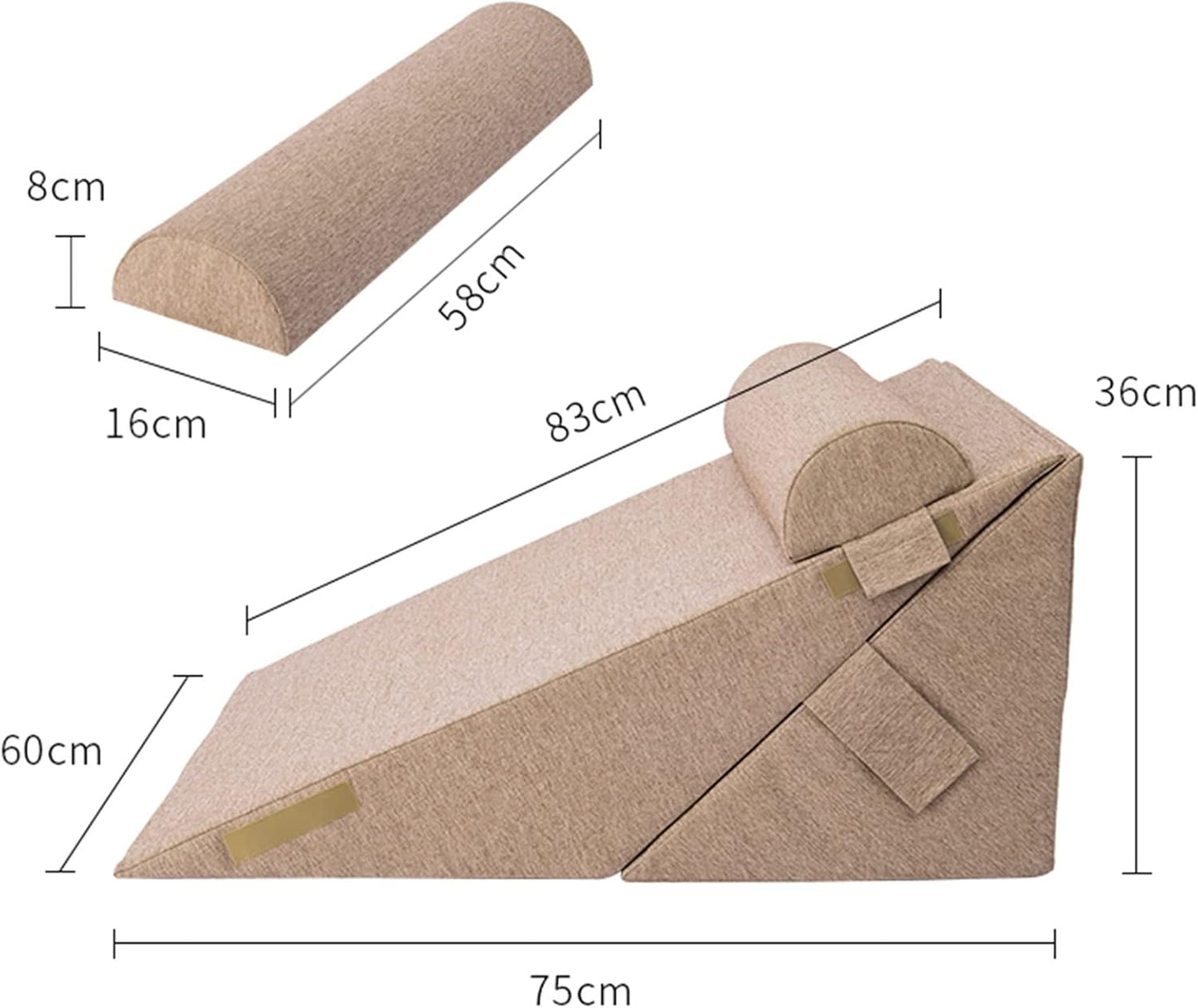 Triangle Memory Foam Pillow Nursing Body Slope Pillow Lumbar Support Cushion for Sleep Reading Postoperative Removable Cover (Colour: Gray Size: 70 x 60 x 36 cm)