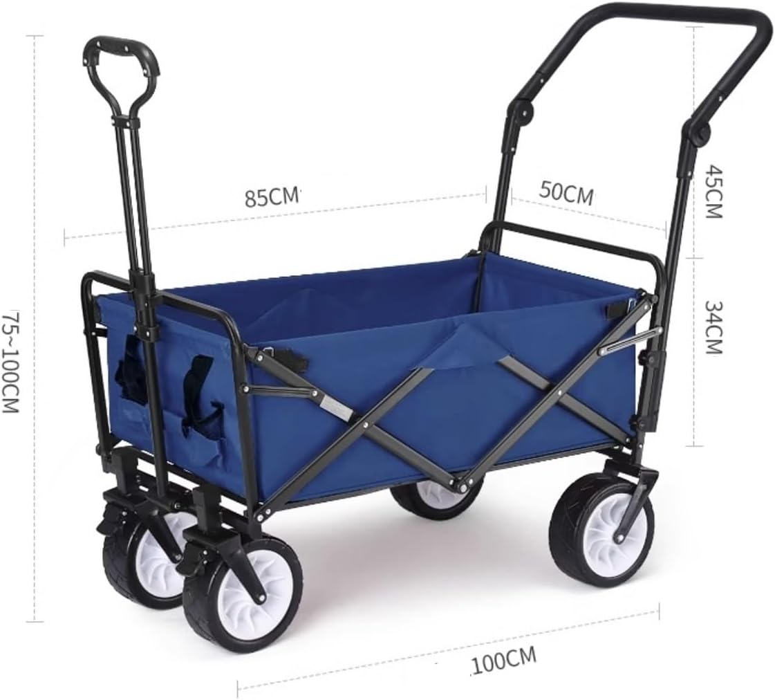 Portable Camping Cart,Heavy Duty Folding Camping Beach Wagon with 4 Wheels Outdoor Garden Shopping Cart for Fishing Pull Truck and Festivals