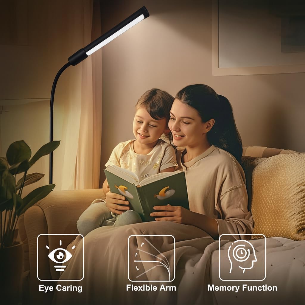 Floor Lamp with Remote, Bright Led Lash lamp for Eyelash Extensions, Dimmable Brightness and 4 Colors Standing Lamp for Beauty, Adjustable Height for Makeup Light lash Bed