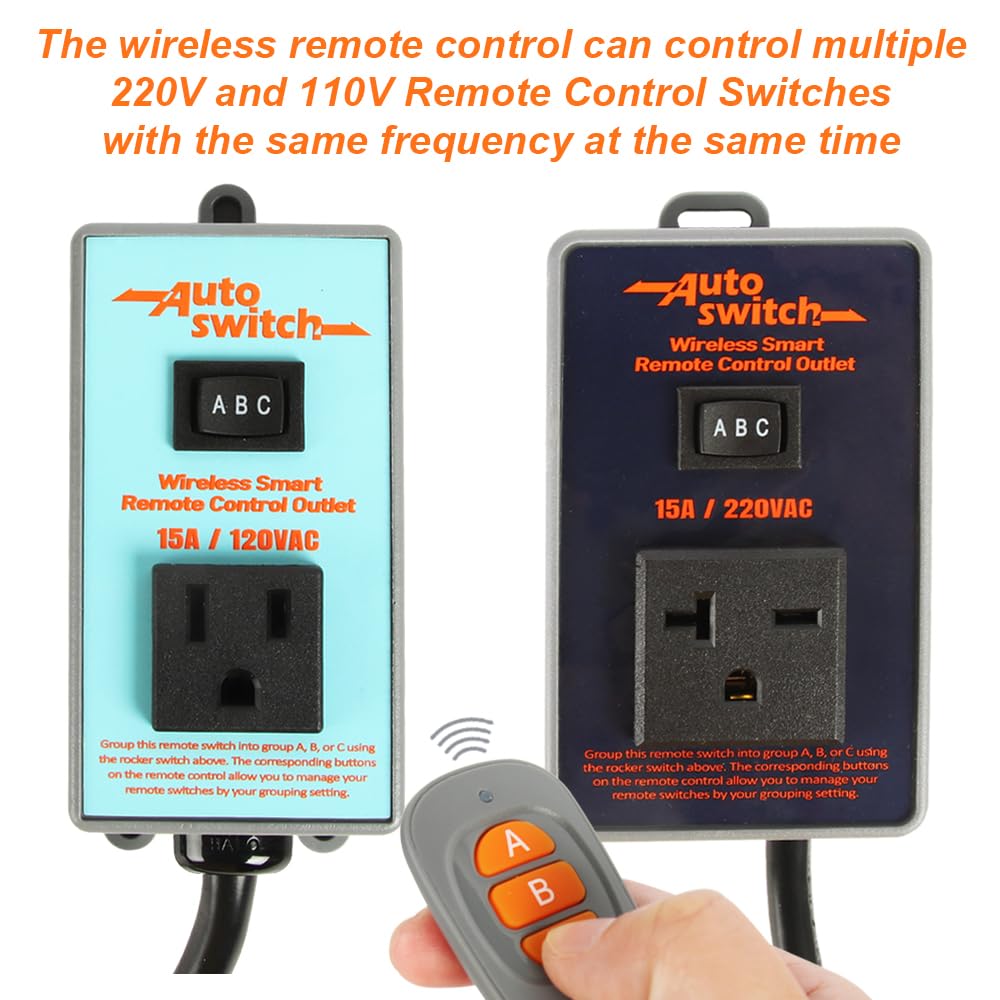 O'SKOOL Remote Control Wireless Electrical Outlet Switch, 433M Transmitter 120V Plug (Battery Included), PTA021