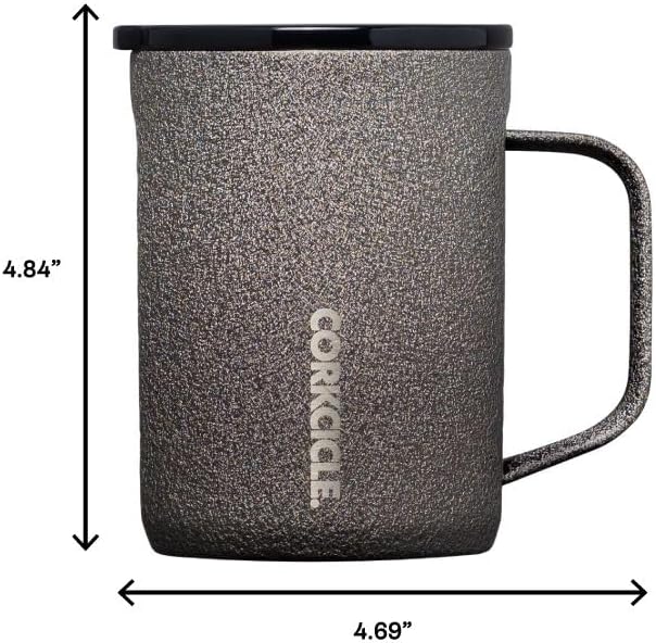 Corkcicle Classic Coffee Mug - Triple Insulated Stainless Steel for Travel - Shatter-Proof Lid - Keeps Drink Hot Over 3 Hours - Holiday Mug Gift - Great for Gifting Warmth - 16 oz - Steel Shadow