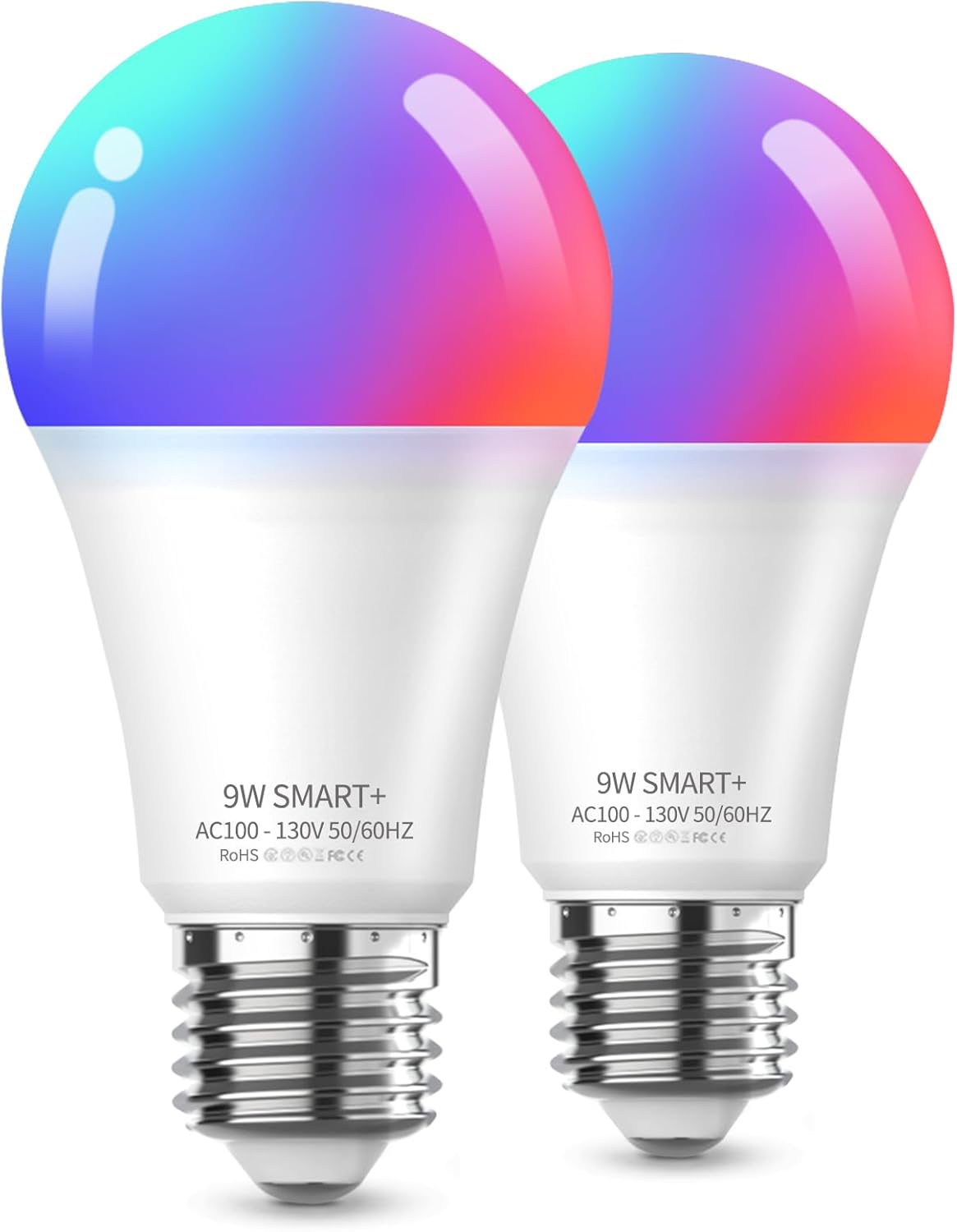 Meliya LED Smart Light Bulbs, Color Changing Dimmable & Timing Smart WiFi and Bluetooth Bulb, Compatible with Alexa and Google Assistant, RGBWW A19, 9W 800 Lumens, Music Sync, Voice Control (2 Pack)