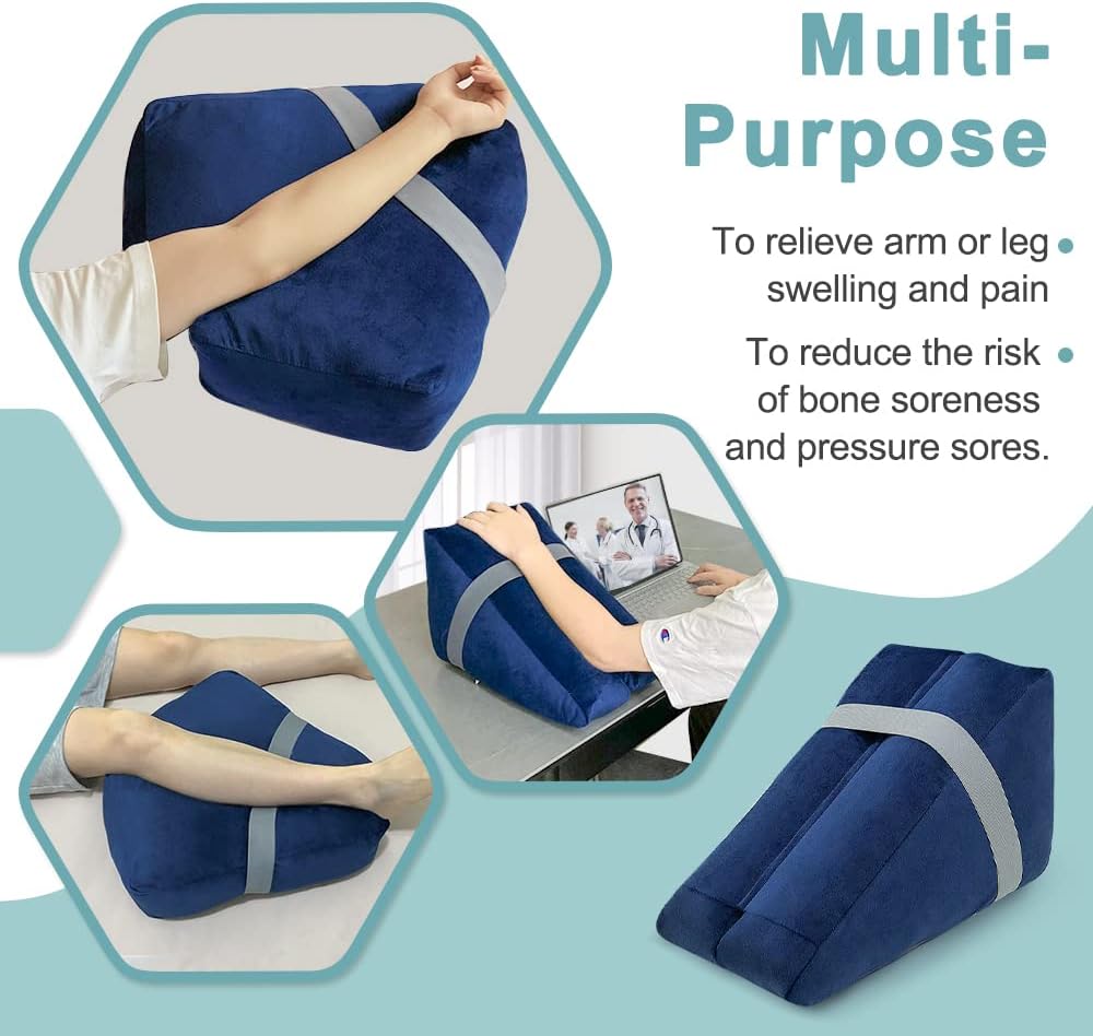 Zelen Arm Rest Pillow for Bed Arm Elevation Pillow Elbow Post Surgery Wrist Leg Elevating Arm Support Pillow Hand Elevation Arm Tunnel for Side Sleepers Sleeping Arm Wedge Leg Resting Pillow (Blue)