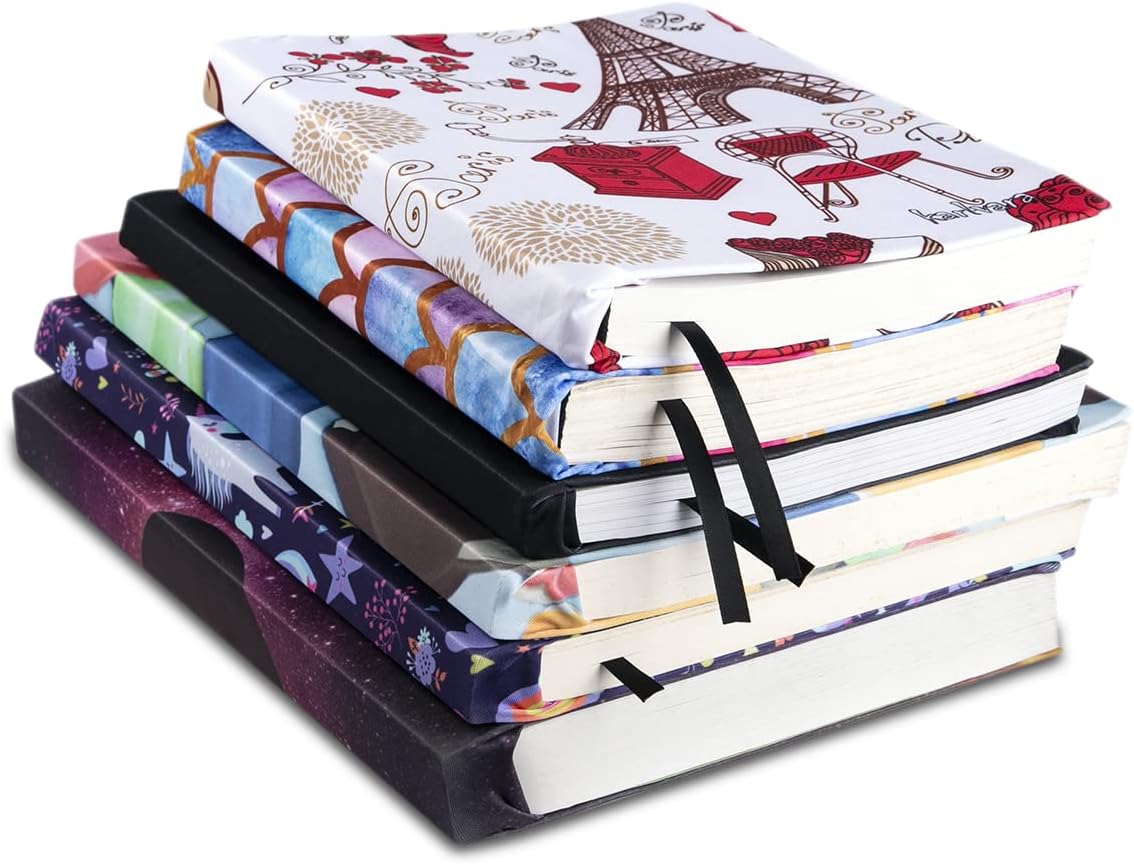6 Pack Stretchable Book Covers, Jumbo Book Sleeves for Textbook Hardcover Books up to 9 x 11 Inches, Reusable, Washable and Protective Textbook Covers for School Kids Boys Girls